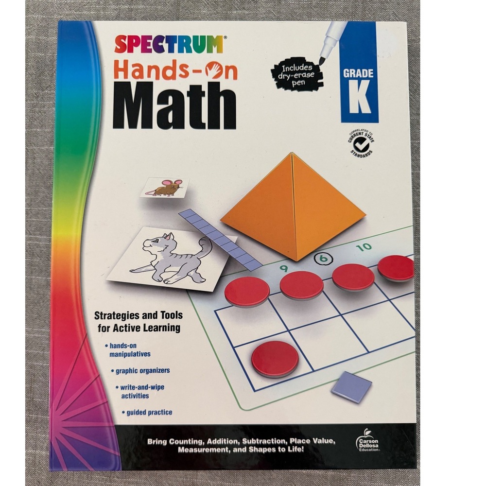 Spectrum Hands-On Math Kindergarten Workbook Carson Dellosa Education Grade K